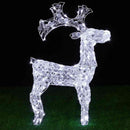 Renna Natalizia Luminosa 3D 90x50x12 cm 200 LED in Cristalli Acrilici e Metallo Bianco Freddo      