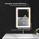 Specchio da Bagno 70x3x50 cm Illuminato a LED 3 Tonalità Cornice in Alluminio Nero  
