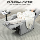 Poltrona Reclinabile Manualmente a 60° 69x91,5x103 cm con Poggiapiedi Extra Imbottita in Tessuto Grigio  