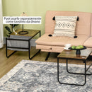 Set 2 Tavolini da Caffè Impilabili in MDF e Acciaio Nero e Marrone Rustico