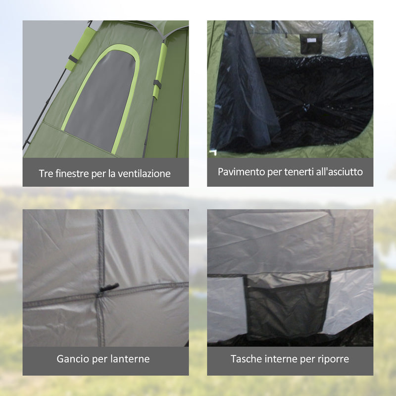 Tenda da Campeggio per 2 Persone Impermeabile 210x210x150 cm con Veranda Verde   
