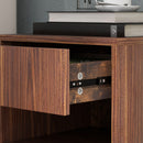 Set 2 Comodini con Cassetto e Ripiano a Giorno 40x34x29 cm in Legno Marrone  