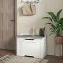 Panca Contenitore in Legno con Cuscino in Tessuto 103L 75x40x56cm Bianco 