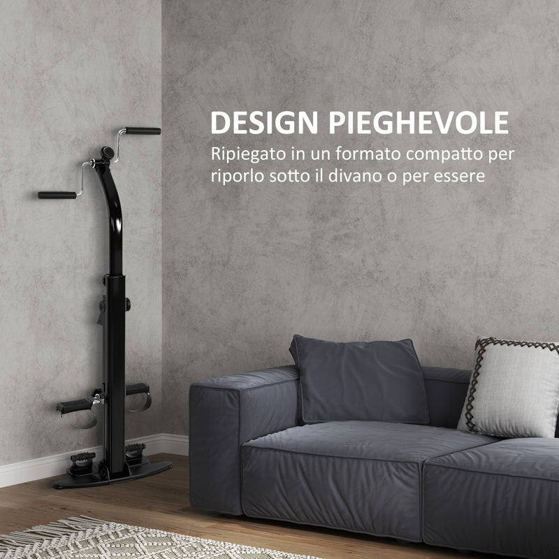 Cyclette per Riabilitazione Gambe e Braccia Design Pieghevole con Schermo LCD in Acciaio Nero  