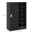 Armadietto da Ufficio 80x40x120 cm Ante Scorrevoli con 2 Chiavi di Sicurezza Nero  