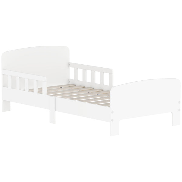 Letto per Bambini 3-8 Anni Basso con Sponde Laterali e Bordi Lisci 143.5x74.2x54 cm in Legno Bianco acquista