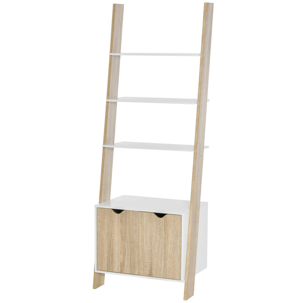 sconto Bücherregal 4 Regale 2 Türen 60x40x171 cm in Eiche und weißer Spanplatte