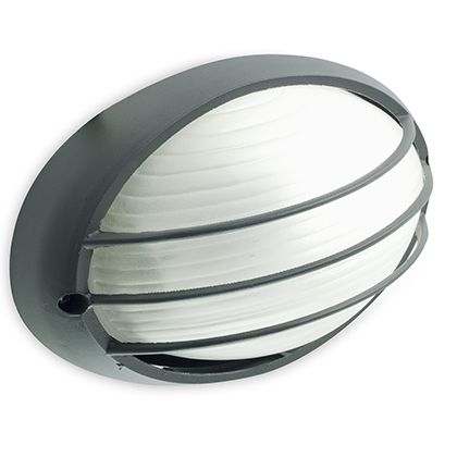 Kleine ovale Deckenleuchte mit grauem Gitter für Outdoor Garden Line Livos prezzo