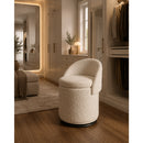 Pouf Contenitore Girevole 48x48x68 cm con Schienale Curvo e Seduta Rimovibile in Teddy Crema      