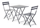 Set Tavolino e 2 Sedie Pieghevoli da Giardino in Ferro Bistrot Antracite