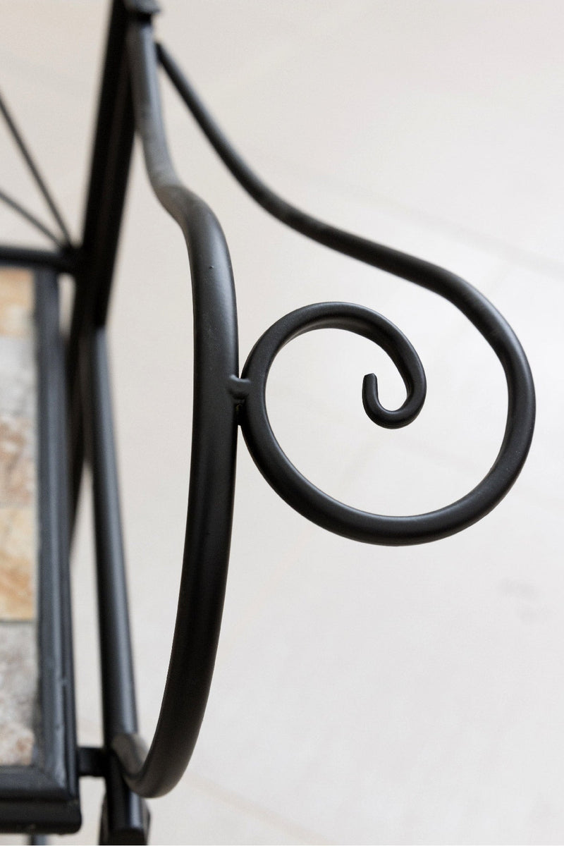 Panca da Giardino 123x53x91 cm in Ferro Battuto con Mosaico Soriani Cipro