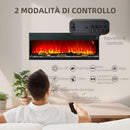 Camino Elettrico da Parete e da Incasso 1800W con Fiamme Colorate LED Nero 