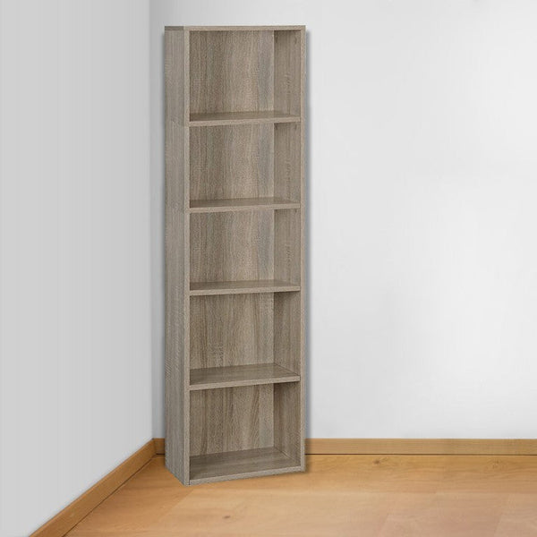 Säulen-Bücherregal 40 x 29 x 172 H cm aus platzsparendem Holz mit 5 Eichenregalen sconto