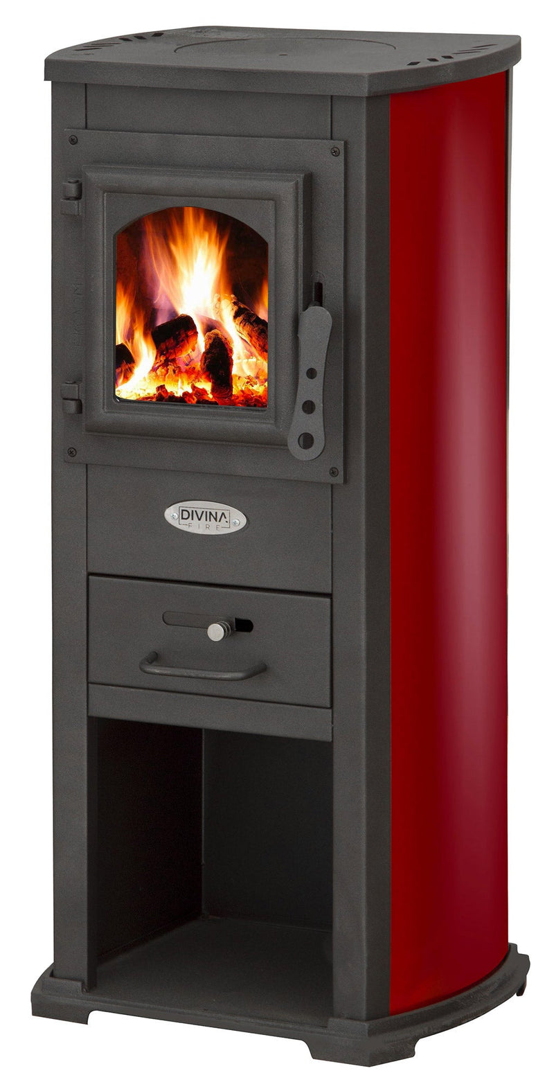 Stufa a Legna 7kW 120 m3 in Acciaio Bordeaux