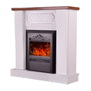 Camino Elettrico da Pavimento 101x100x30 cm Effetto Fiamma 2000W Asoli & Cristina Bianco/noce
