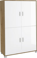Mobile Multiuso 4 Ante 107x162x41 cm Olmo Chiaro/Bianco Lucido
