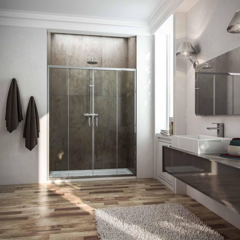 Porta Parete Doccia 2 Ante Scorrevoli In Cristallo Trasparente 6mm H185 Fosterberg Kolding Varie Misure