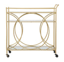 Carrello Infinity 80x40x80 cm in Ferro MDF e Specchio Oro