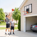 Canestro Basket Esterno a Parete 113x73 cm Cerchio Ø45 cm e Rete in Acciaio e Policarbonato Nero      