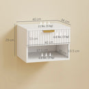 Set di 2 Comodini Sospesi 40x34x29 cm con Pannelli Scanalati Cassetto e Ripiano Bianco      