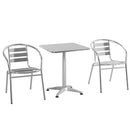 Set Tavolino e 2 Sedie da Giardino in Alluminio e Acciaio Inox