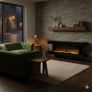 Camino Elettrico da Parete o Incasso Alaro Ultra+ 152x18x52 cm Effetto Fiamma Telecomando in MDF Nero