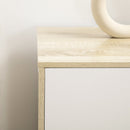 Cassettiera 6 Cassetti 120x40x76 cm con Maniglie Intagliate in Legno Bianco e Rovere  