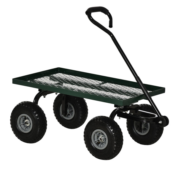 sconto Carrello da Giardino 94x48.5x100 cm Capacità 150 kg in Acciaio Nero e Verde