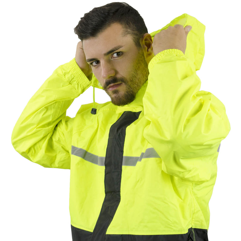 Set Antipioggia Casual Pantalone Giacca per Moto Scooter T.J. Marvin E39 Giallo Fluo