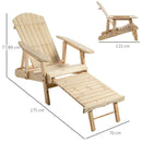 Lettino Prendisole Adirondack in Legno da Giardino con Poggiapiedi 