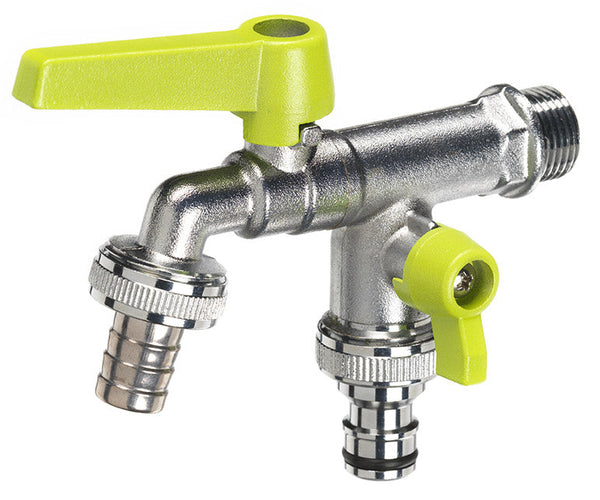 acquista Rubinetto a Sfera Doppio per Fontana da Giardino con Leve Colorate Belfer RUB/027 Verde Acido