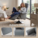 Poltrona Relax Girevole 78x80x109 cm Reclinabile 130° con Poggiapiedi Braccioli Svasati in Finta Pelle Grigio      