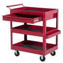 Carrello Porta Attrezzi da Officina con Rotelle in Lamiera Rosso 68x46x82 cm 