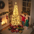 Albero di Natale Innevato 180 cm 479 Rami con 180 Luci LED Colorate Verde e Bianco      