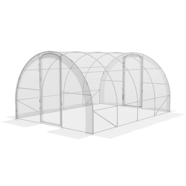 sconto Serra a Tunnel per Orto Trasparente in Acciaio e PE con Porta a Battente 4x3x2m Trasparente