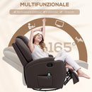 Poltrona Relax Massaggiante Reclinabile con 8 Punti Massaggio e 5 Modalità 84x92x109 cm Marrone Scuro   
