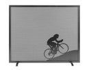 Parascintille per Camino a 1 Anta Design Ciclista 60x51 cm in Ferro Verniciato Grigio Martellato