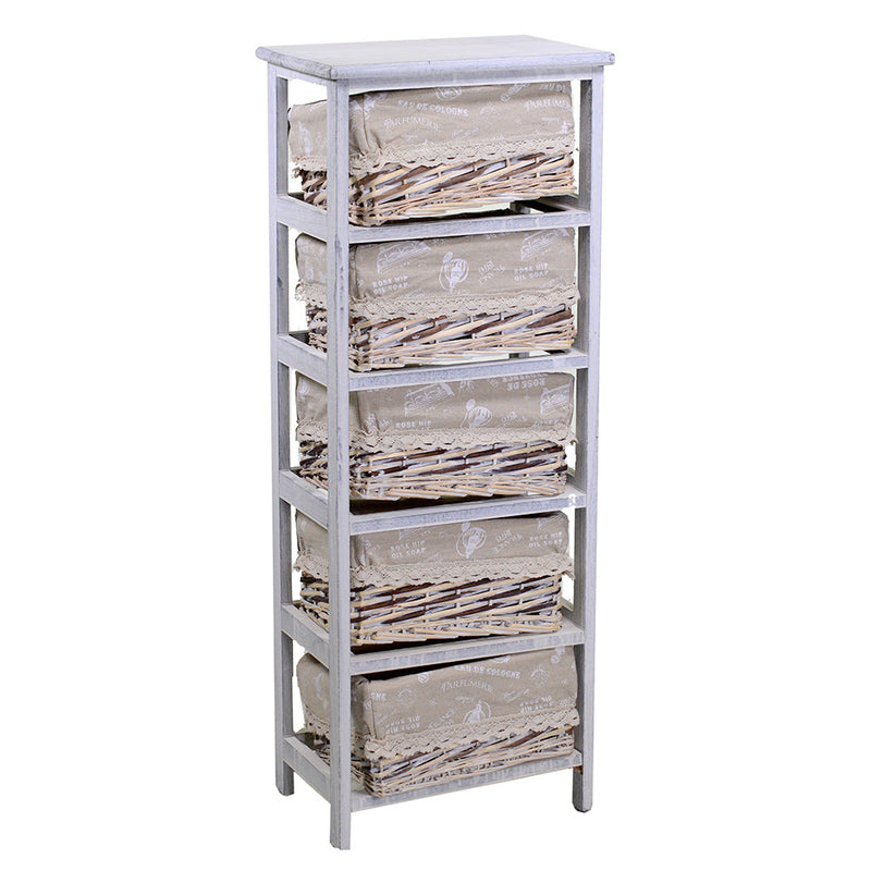 Cassettiera 5 Cassetti in Legno 40x28x104cm Federica