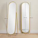 Specchio a Figura Intera da Terra 50x4x180 cm con Supporto Pieghevole in Vetro e Metallo Oro      