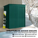 Casetta da Giardino 159x106x181 cm con Prese d'Aria e Porta Scorrevole in Metallo Verde      