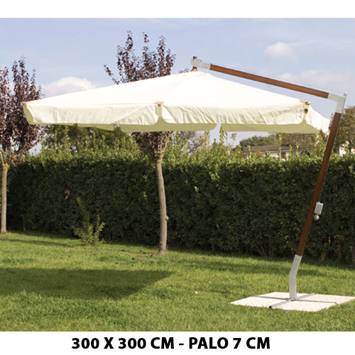 Dezentraler Sonnenschirm aus Holz 300 x 300 x 7 cm Strohgarten für die Einrichtung im Freien  sconto