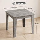 Tavolo da Pranzo Quadrato per 4 Persone 80x80x75 cm in Truciolato Grigio Effetto Legno      
