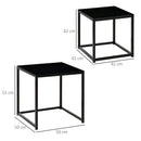 Set 2 Tavolini Moderni Piani in Vetro Temperato Nero