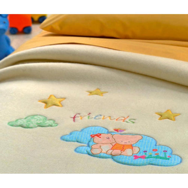Babydecke aus Wollmischung 150x110cm 400gr Cober Stellina Baby Cream prezzo