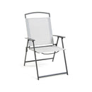 Sedia Pieghevole da Giardino  72x56x91,5 cm in Acciaio e Textline Capri Grigio Chiaro