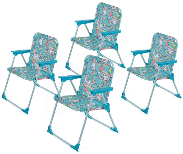 acquista Set mit 4 zusammenklappbaren Spiaggine-Strandstühlen für Kinder Tabby Oxford Unicorn
