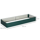 Letto per Orto Fioriera Rialzato 241x90,5x30 cm in Meallo Verde