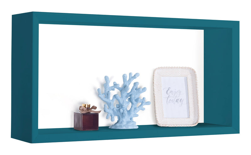 Mensola Cubo da Parete 70x35x15,5 cm in Fibra di Legno Artù Blu Atollo