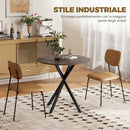 Tavolo da Pranzo Rotondo Stile Industriale Ø80x75 cm con Gambe a Croce in Acciaio Marrone      