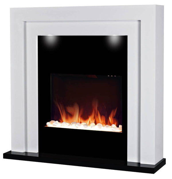Chemin'Arte Hampton Elektrischer Bodenkamin mit Flammeneffekt, 2000 W, Schwarz und Weiß sconto